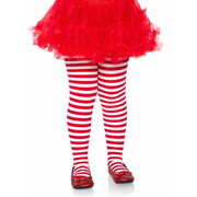 Child Red & White Striped Tights Stockings Medium 4-6 Yrs