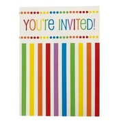 Rainbow You're Invited Invitations & Envelopes Pk 8