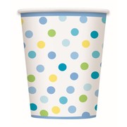Baby Boy Stork Dots Baby Shower 9oz. Paper Cups Pk 8