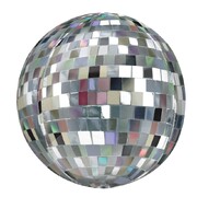 Silver Disco Mirror Ball Foil Orbz Balloon 38cm