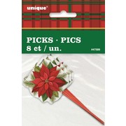 Christmas Poinsietta Picks (9cm) Pk 8