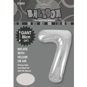 Silver Number 7 Supershape Foil Balloon (34in/86cm) Pk 1