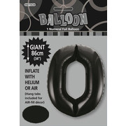 Black Number 0 Supershape Foil Balloon (34in/86cm) Pk 1