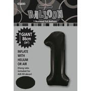 Black Number 1 Supershape Foil Balloon (34in/86cm) Pk 1