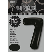 Black Number 7 Supershape Foil Balloon (34in/86cm) Pk 1