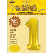 Gold Number 1 Supershape Foil Balloon (34in/86cm) Pk 1