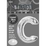 Silver Letter C Foil Supershape Balloon (34in-86cm) Pk 1