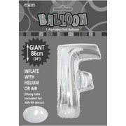 Silver Letter F Foil Supershape Balloon (34in-86cm) Pk 1