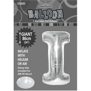 Silver Letter I Foil Supershape Balloon (34in-86cm) Pk 1