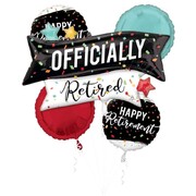 Happy Retirement Foil Balloon Bouquet 5 Pack | Officially Retired Helium Balloons