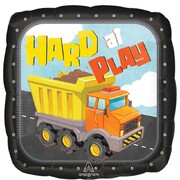 Hard At Play Dump Truck Square Foil Balloon Construction Party 43cm