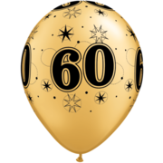 Metallic Gold Sparkle Black Print 60 Latex Balloons Pk 10