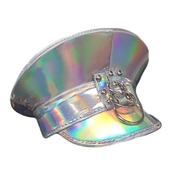 Silver Festival Police Cap Hat with Rings