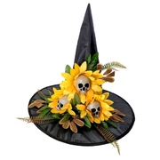 Deluxe Witches Hat with Skulls & Sun Flowers