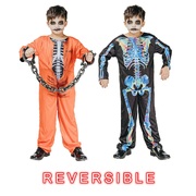 Child Reversible Prisoner or Skeleton Halloween Costume (Medium)