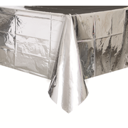 Metallic Silver Plastic Tablecover (1.37m x 2.74m) Pk 1