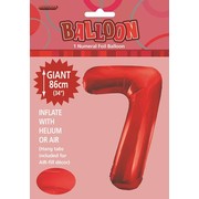 Red Number 7 Supershape Foil Balloon (34in/86cm) Pk 1
