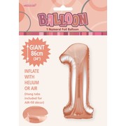 Rose Gold Number 1 Supershape Foil Balloon (34in/86cm) Pk 1