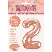 Rose Gold Number 2 Supershape Foil Balloon (34in/86cm) Pk 1