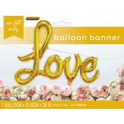 Gold Foil Balloon Love Script Banner Pk 1 (Air Inflation Only)