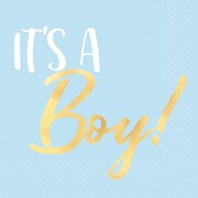 It's A Boy Blue Baby Shower Cocktail Napkins Pk 16