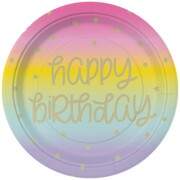 Rainbow Stars Happy Birthday Paper Lunch Plates 9in 23cm Pk 8