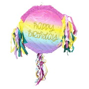 Happy Birthday Rainbow Stars Pull String Pinata