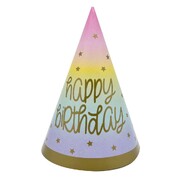 Rainbow Stars Happy Birthday Party Hats Pk 8