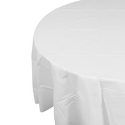 White Round Plastic Tablecover 213cm (Pk 1)