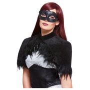 Adult Dark Crow Feather Cape & Mask Costume Kit 