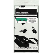Clear with Black Graduation Print Plastic Tablecover