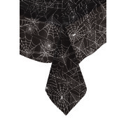 Black Tablecover with Spider Web Print Pk 1
