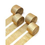 Shimmering Gold Crepe Paper Streamers 13m (Pk 4)