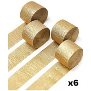 Shimmering Gold Crepe Paper Streamers (Bulk Pack 24 x 13m)
