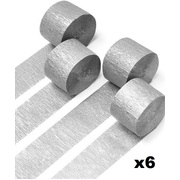 Shimmering Silver Crepe Paper Streamers (Bulk Pack 24 x 13m)