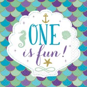 Mermaid Wishes 1st Birthday One is Fun 2ply Paper Lunch Napkins Pk 16 