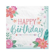Free Spirit Boho Happy Birthday Paper Lunch Napkins Pk 16