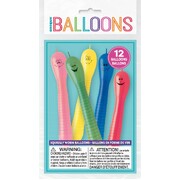 Squiggly Worms Latex Balloons Pk 12
