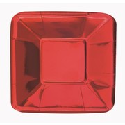 Red Foil 5in. Square Paper Plates Pk 8