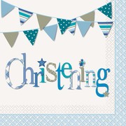 Blue Christening Boy 2 Ply Lunch Napkins Pk 16