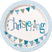 Blue Christening Boy 9in. Paper Plates Pk 8