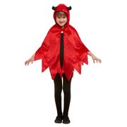 Child Red Halloween Devil Hooded Cape (One Size)