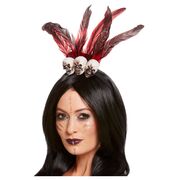 Halloween Voodoo Headband with Skulls & Feathers (Pk 1)