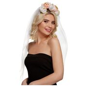 Floral Headband with Veil (Pk 1)