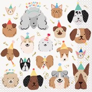 Pawty Animals Dogs 2 Ply Lunch Napkins Pack of 16 | Gold Foil Confetti