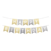 Happy Birthday Silver & Gold Bunting Banner Set 4.86m