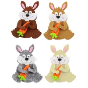 Assorted Bunnies With Carrots Easter Hat Felt Stickers (Pk 4)