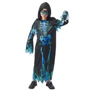 Child Blue Fire Skeleton Robe Costume (Large, 130-140cm) Pk 1