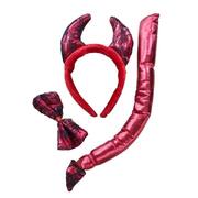 Red Devil 3 Piece Costume Set Horns Tail Bowtie Halloween