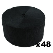 Jumbo Black Crepe Paper Streamer (Bulk Pack 48 x 30m)